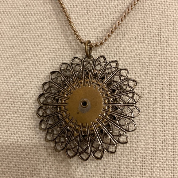 Vintage 1970s Faux Turquoise Mandala Like  Pendant and Necklace - Picture 3 of 3